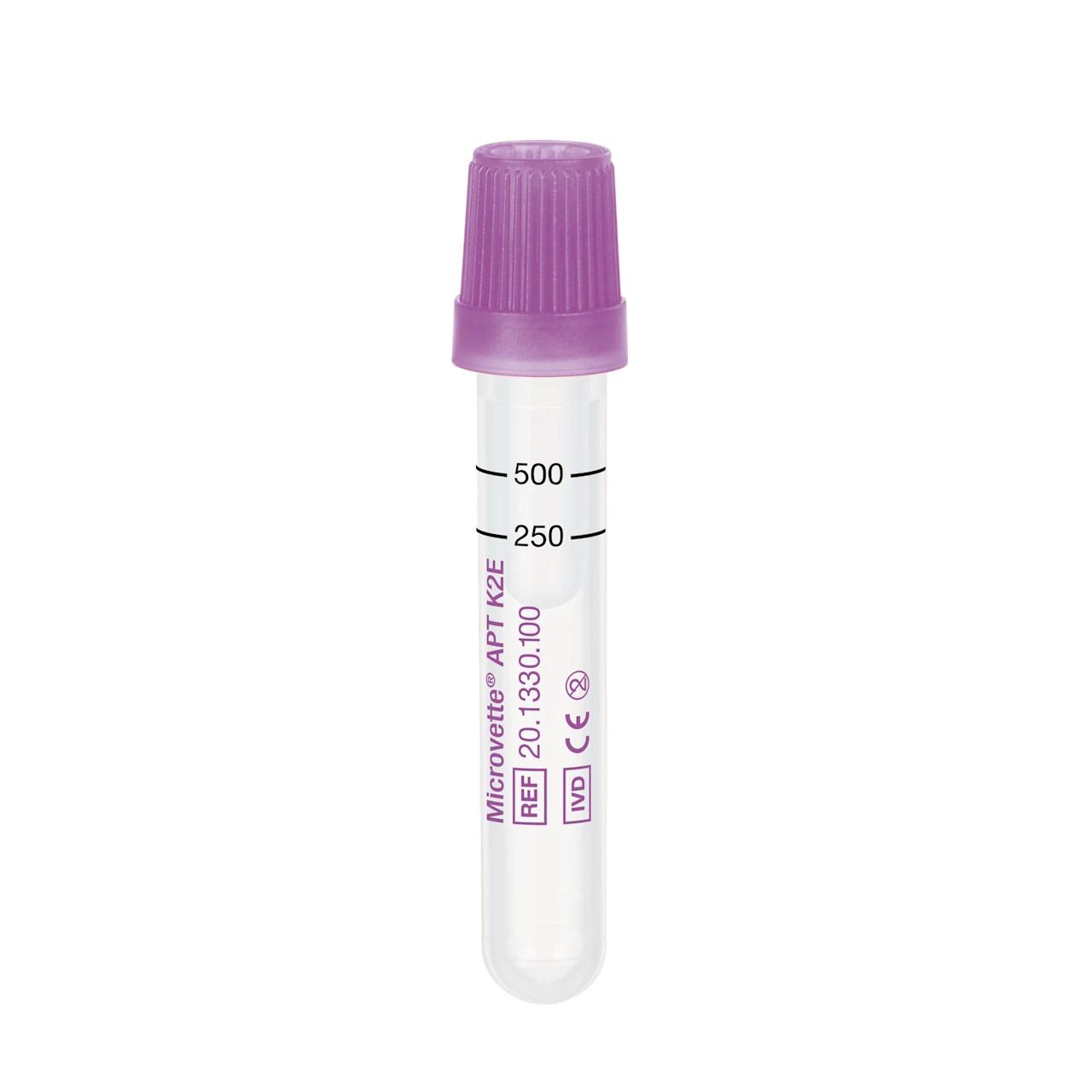 Microvette® APT 500 EDTA K2E, 500 µl, bouchon violet, bouchon à pression, fond rond