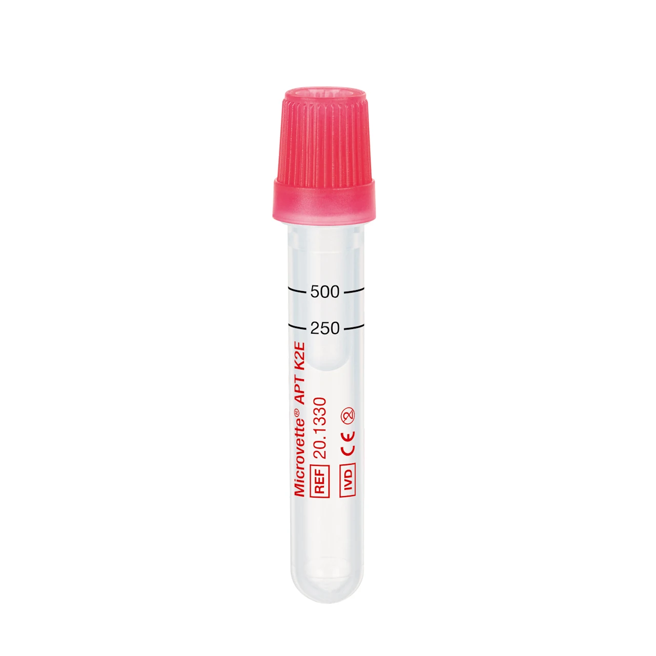 Microvette® APT 500 EDTA K2E, 500 µl, bouchon rouge, bouchon à pression, fond rond