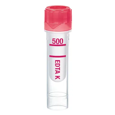 Microvette® 500 EDTA K3E, 500 µl, cap red, flat base