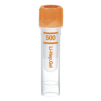 Microvette® 500 Lithium heparin LH, 500 µl, cap orange, flat base