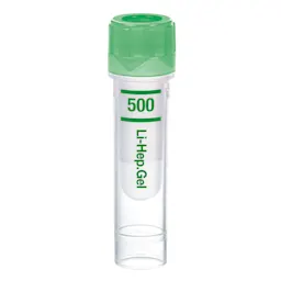 Microvette® 500 Lithium heparin gel LH, 500 µl, cap green, flat base