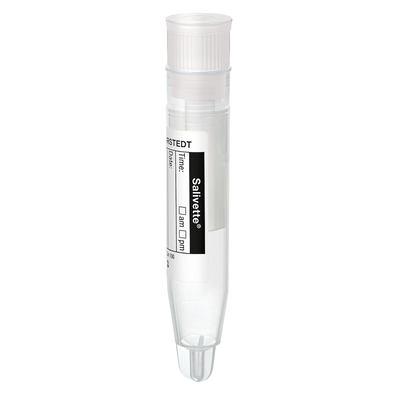 Salivette®, 綿毛ロール付き, キャップ： 白, 紙ラベル付き