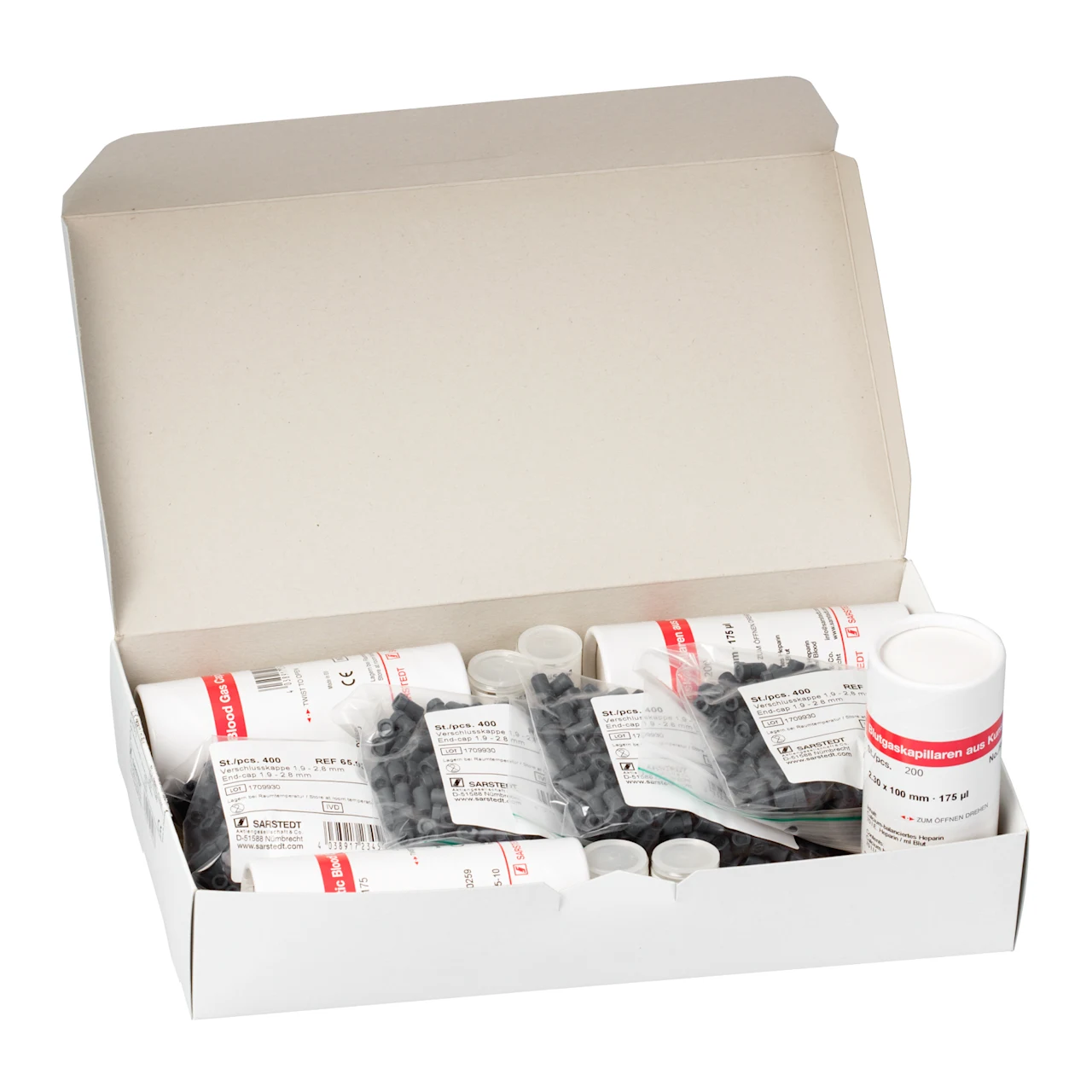 Blood gas capillary set, calcium-balanced lithium heparin, 175 µl