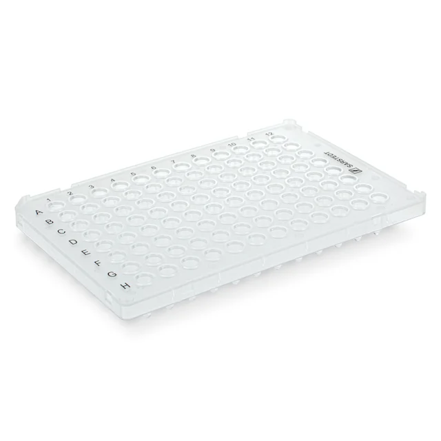 Plaque PCR demi-jupe, 96 puits, transparent, Low profile, 100 µl, PCR Performance Tested, PP