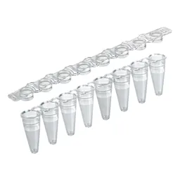 PCR strip of 8, 100 µl, PCR Performance Tested, transparent, PP, flat cap
