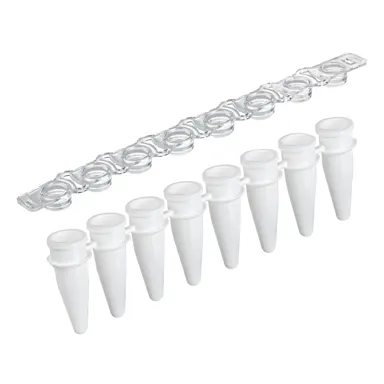 PCR strip of 8, 100 µl, PCR Performance Tested, white, PP, flat cap