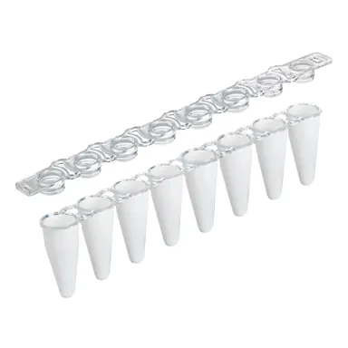 PCR strip of 8, 100 µl, PCR Performance Tested, white, PP, flat cap