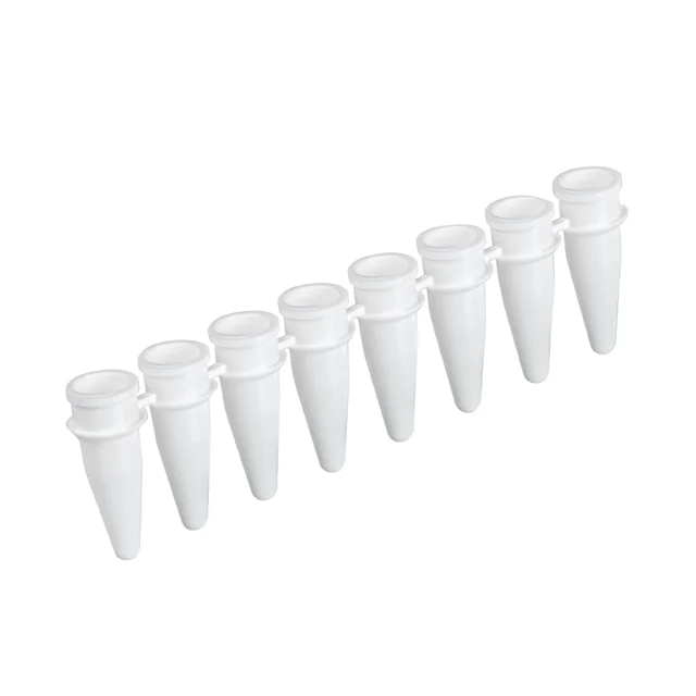 8 стрипов ПЦР, 200 µl, PCR Performance Tested, белый, PP
