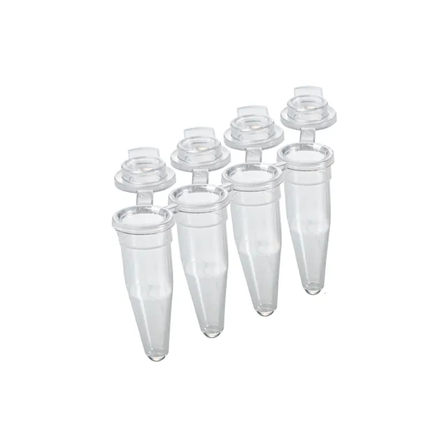 PCR strip of 4, 200 µl, PCR Performance Tested, transparent, PP, flat cap