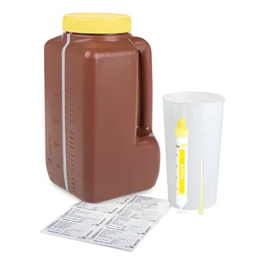 UriSet 24, without preparation, 3 l, with Urine-Monovette® 10 ml, brown, with light protection, graduated
