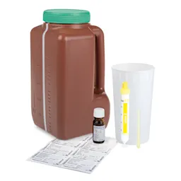 UriSet 24, with stabiliser, 3 l, with Urine-Monovette® 10 ml, brown, with light protection, graduated