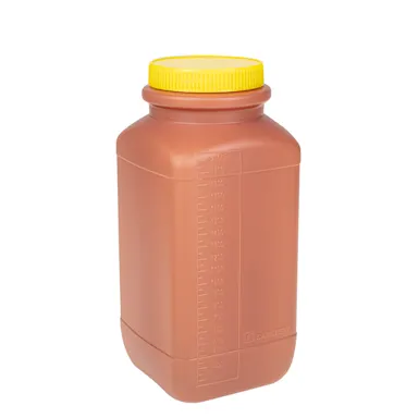 Urine container, 2 l, brown, with light protection, graduated