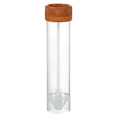 Faeces tube, with spoon, screw cap, (LxØ): 107 x 25 mm, transparent