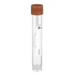 Faeces tube, with special faeces spoon (1 ml), screw cap, (LxØ): 101 x 16.5 mm, transparent