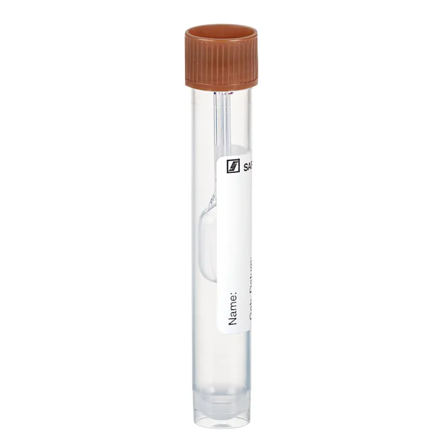 Faeces tube, with special faeces spoon (1 ml), screw cap, (LxØ): 101 x 16.5 mm, transparent