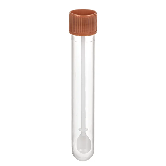 Tube pour recueil de selles, avec cuillère, bouchon à vis, (L x Ø) : 101 x 16,5 mm, transparent, stérile