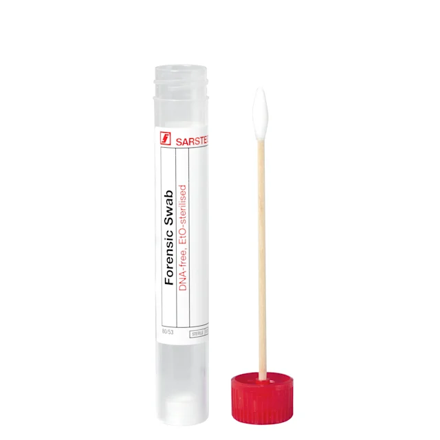 Écouvillon médico-légal, pointu, dans le tube avec membrane de ventilation, ISO 18385, 95 mm, coton