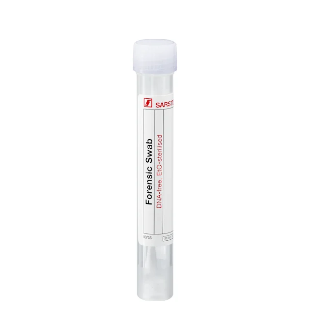 Écouvillon médico-légal, rond, dans le tube avec membrane de ventilation, ISO 18385, 93 mm, viscose