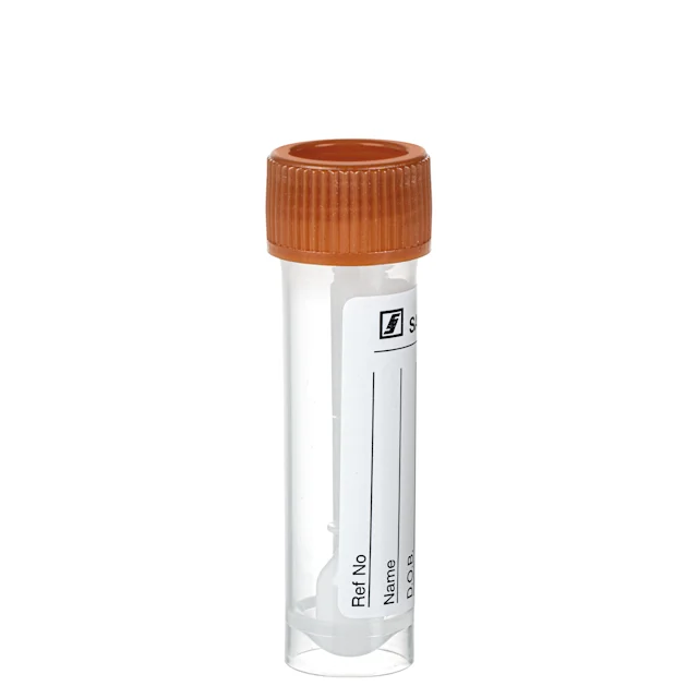 Tube pour recueil de selles, bouchon à vis, (L x Ø) : 76 x 20 mm, transparent