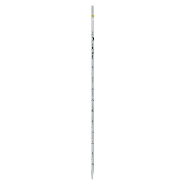 Pipeta serológica, con punta, con algodón, 1 ml, estéril, apirógeno/libre de endotoxinas, no citotóxico, 1 unidades/blíster