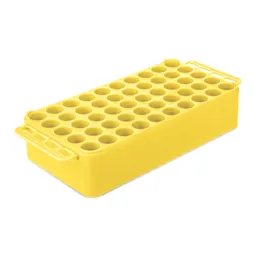 Block Rack D17, Ø opening: 17 mm, 5 x 10, yellow, with handle