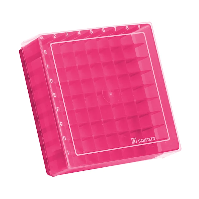 Boîte de stockage, couvercle coiffant, PP, format : 9 x 9, pour 81 tubes