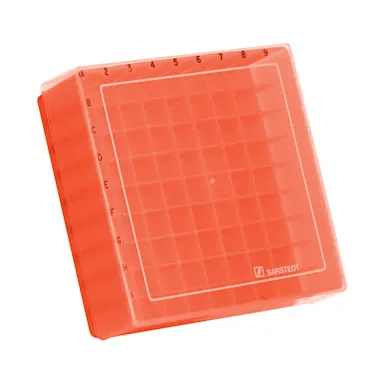 Storage box, slip-on lid, PP, format: 9 x 9, for 81 collection tubes