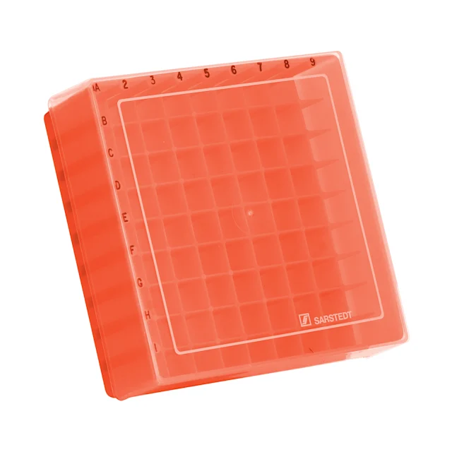 Boîte de stockage, couvercle coiffant, PP, format : 9 x 9, pour 81 tubes
