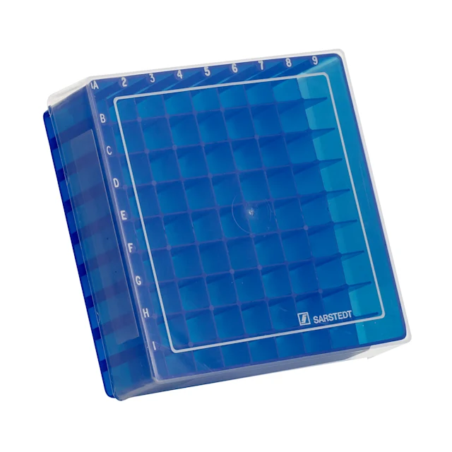 Boîte de stockage, couvercle coiffant, PP, format : 9 x 9, pour 81 tubes