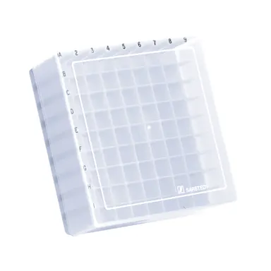 Storage box, slip-on lid, PP, format: 9 x 9, for 81 collection tubes