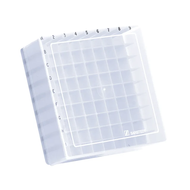 Boîte de stockage, couvercle coiffant, PP, format : 9 x 9, pour 81 tubes