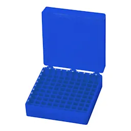 Storage box, hinged lid, PP, format: 10 x 10, for 100 collection tubes