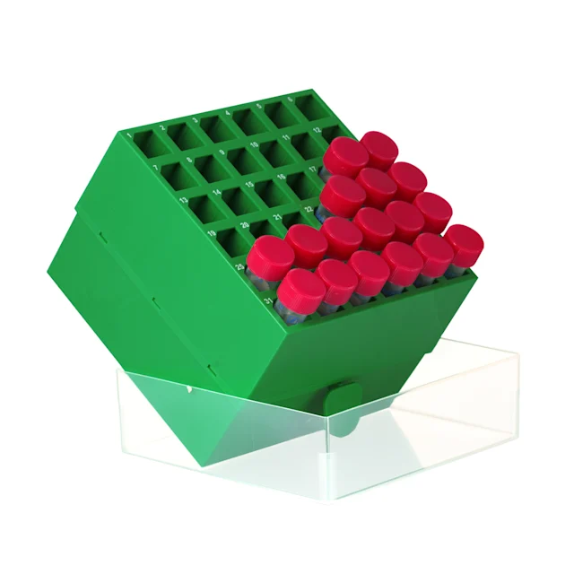 Boîte de stockage, couvercle coiffant, PP, format : 6 x 6, pour 36 tubes