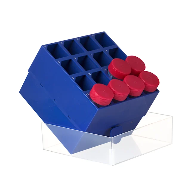 Boîte de stockage, couvercle coiffant, PP, format : 4 x 4, pour 16 tubes