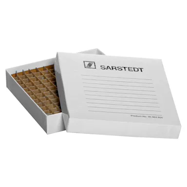 Storage box, slip-on lid, cardboard, format: 12 x 12, for 144 collection tubes