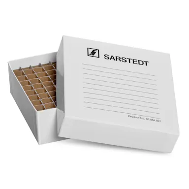 Storage box, slip-on lid, cardboard, format: 10 x 10, for 100 collection tubes