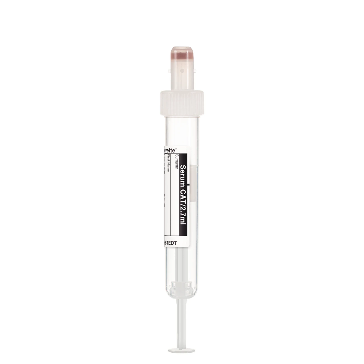 S-Monovette® 血清 - CAT, 2,7 ml, キャップ 白, (LxØ)： 75 x 13 mm, 紙ラベル付き