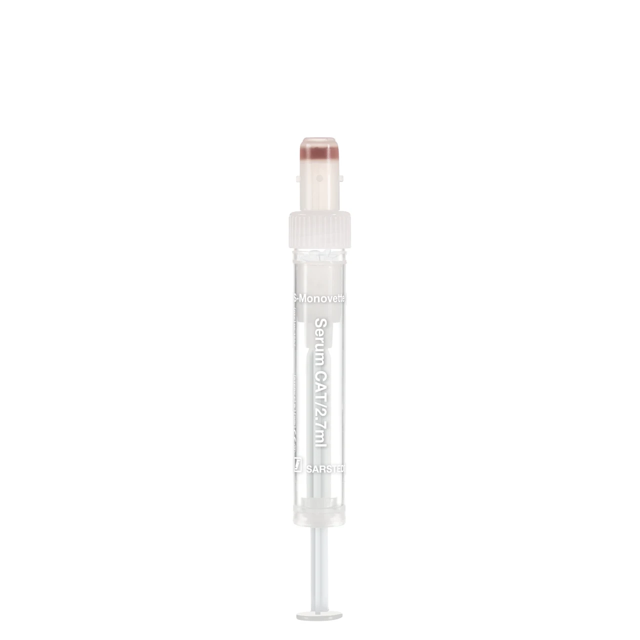 S-Monovette® 血清 - CAT, 2,7 ml, キャップ 白, (LxØ)： 66 x 11 mm, プラスチックラベル付き