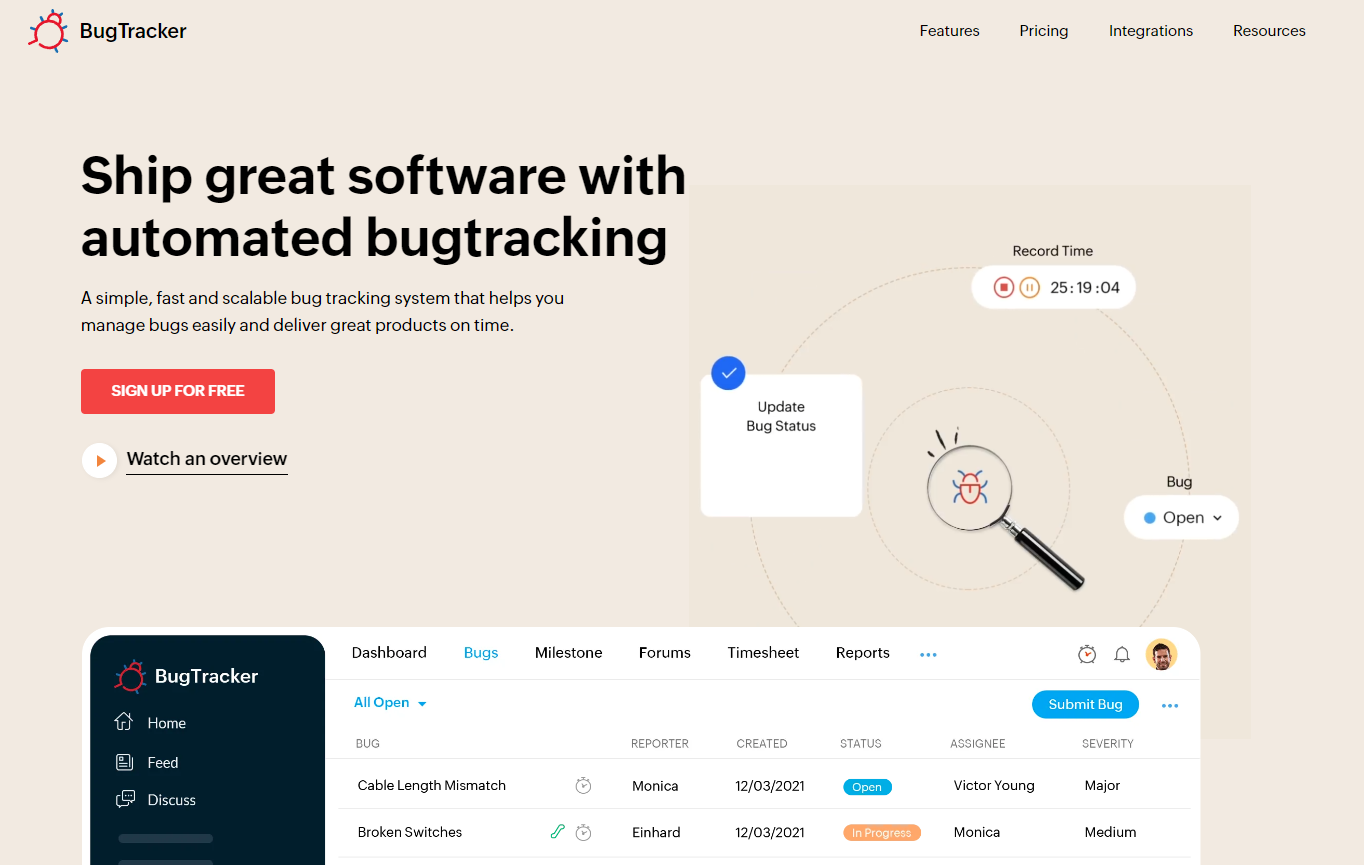 Zoho bug tracker