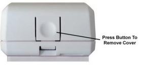 A diagram showing how to open the Interlogix SLX-AD-T3 firefighter smoke detector