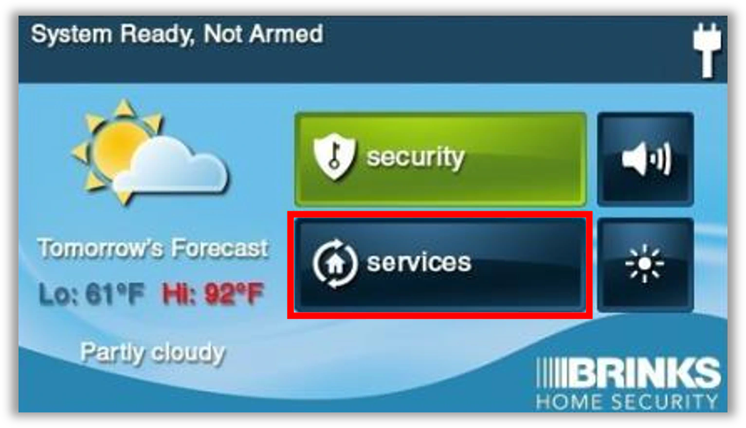 System Ready Not Armed Services Button
