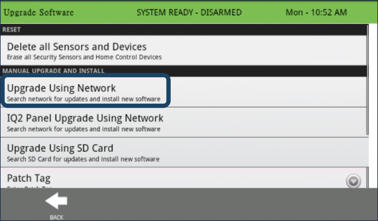 2.0 Upgrade Using Network on IQ Panel