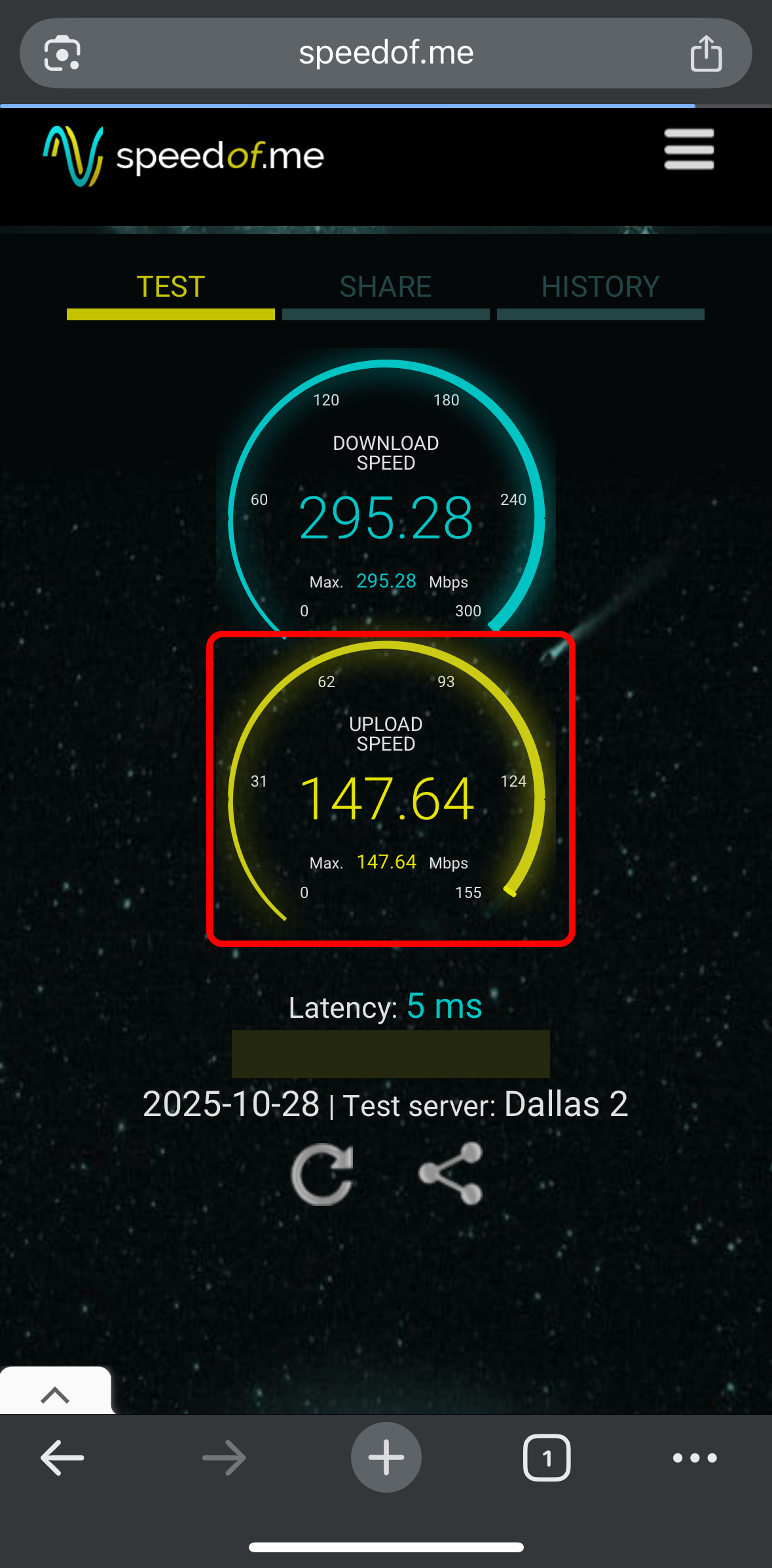 an image showing a wi-fi speed test result