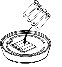 A diagram of inserting new batteries into the Honeywell Resideo PROSiXSIREN-O