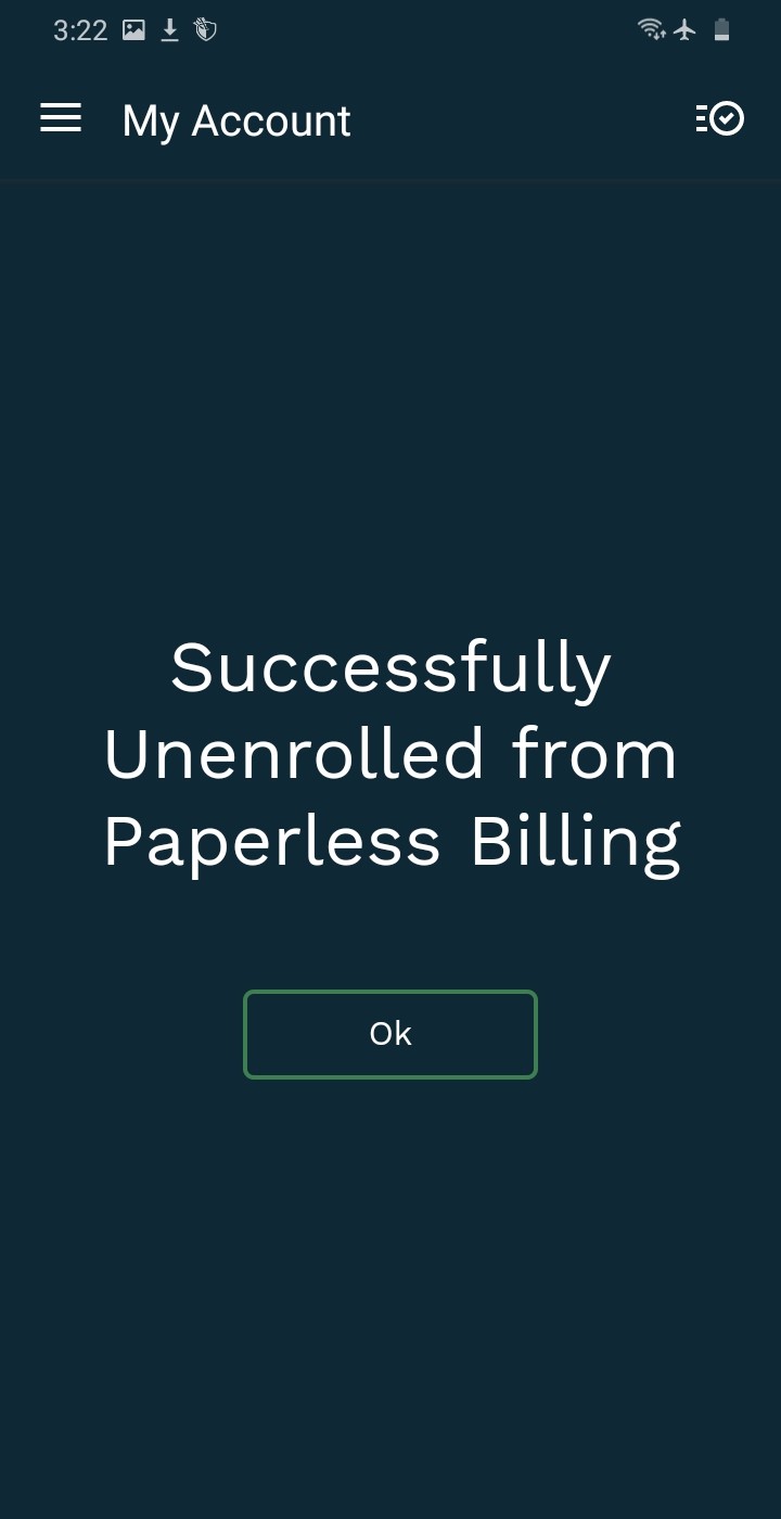 Paperless Billing - Successfully Unenrolled