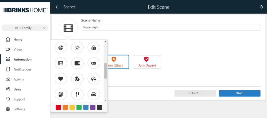 Brinks Home Smart Security Settings Scene