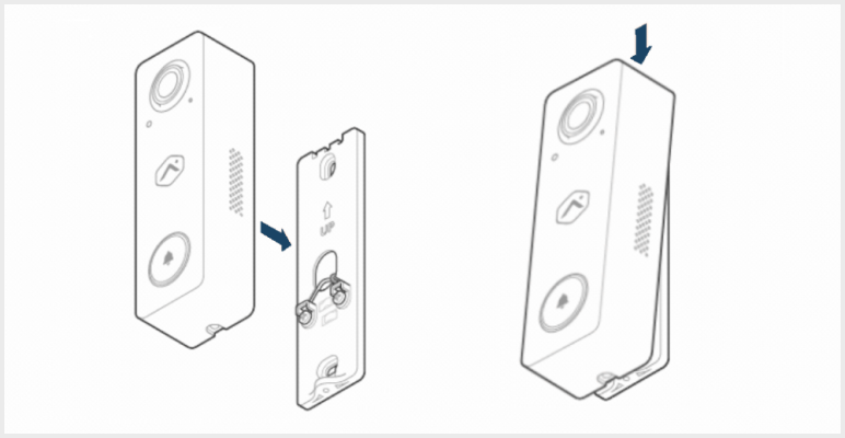 008a ADC-VDB750 Connect at Top Edge then Press to Wallplate and Screw Secure