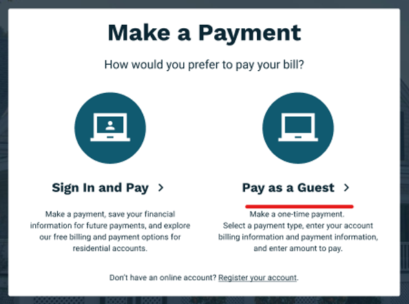 Make Payment from Main Landing 2 Options