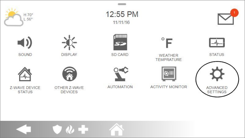 IQ2 panel settings menu