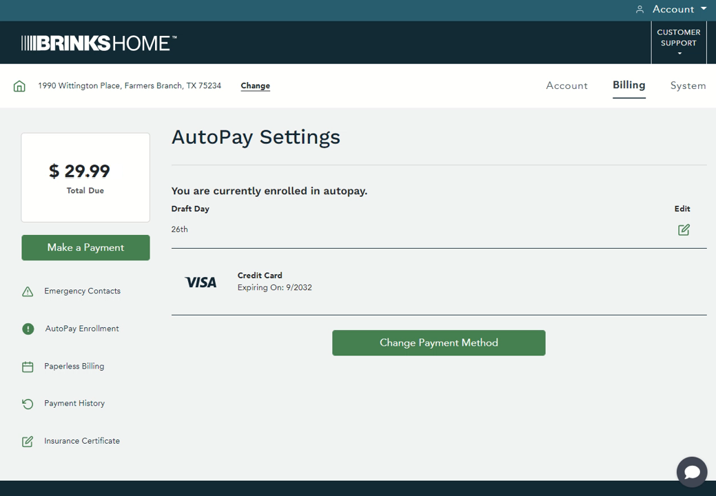 AutoPay Settings - Currently Enrolled